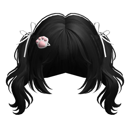 Cute Wavy Pigtails w/ Ribbons(Black)