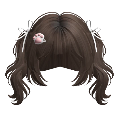 Cute Wavy Pigtails w/ Ribbons(Brown)