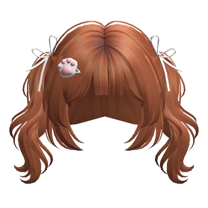 Cute Wavy Pigtails w/ Ribbons(Ginger)