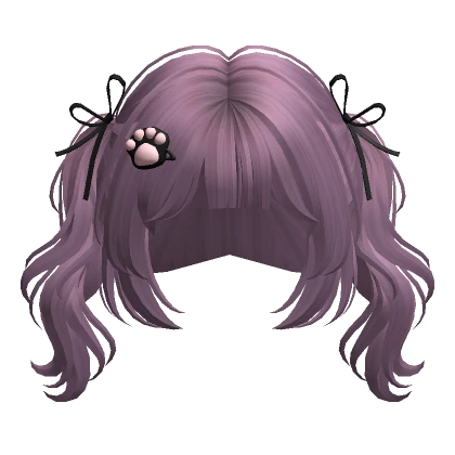 Cute Wavy Pigtails w/ Ribbons(Purple2)