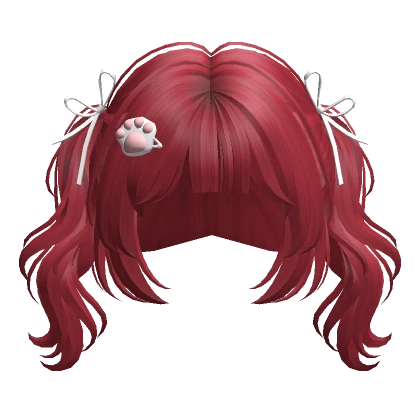 Cute Wavy Pigtails w/ Ribbons(Red)