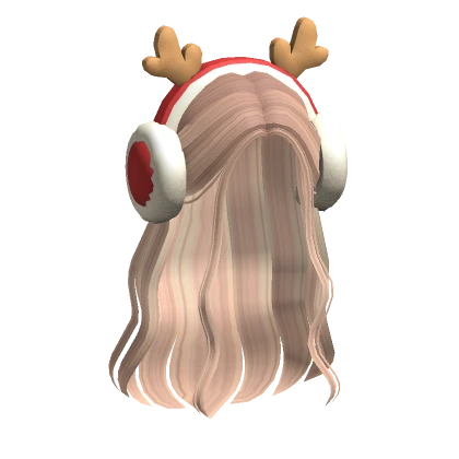 Half up hair w/ Red Christmas earmuffs in Blonde