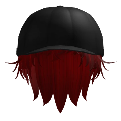 KPop Idol Red Messy Hair with Black Cap