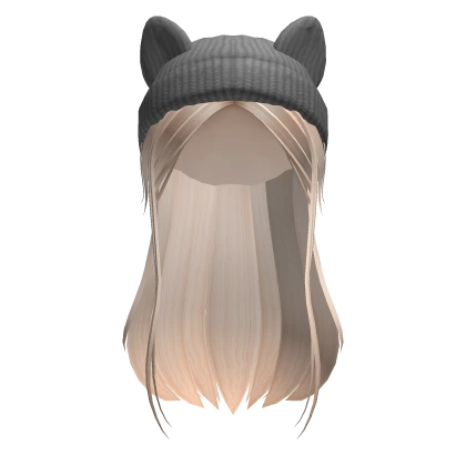 Blonde Cat Beanie Straight Girl Hair