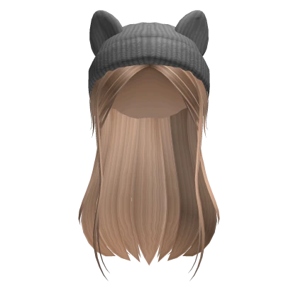 Blonde Cat Beanie Straight Girl Hair