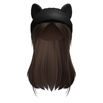 Brown Cat Beanie Straight Girl Hair