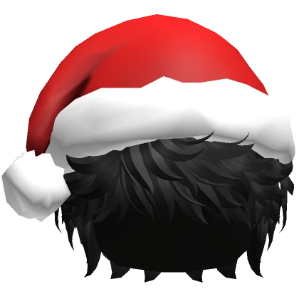 Fluffy Messy Hair w/ Santa Hat in Black