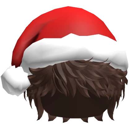 Fluffy Messy Hair w/ Santa Hat in Brown