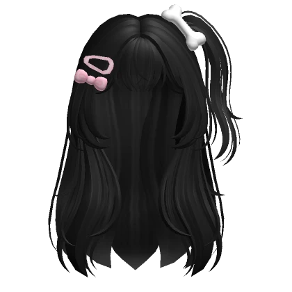 ♡ black kawaii layered anime hair with hairclips