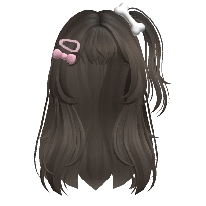 ♡ brown kawaii layered anime hair with hairclips