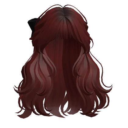 Half-up Hair w/ Ribbon(Dark Red)