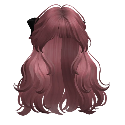 Half-up Hair w/ Ribbon(Dark Pink)