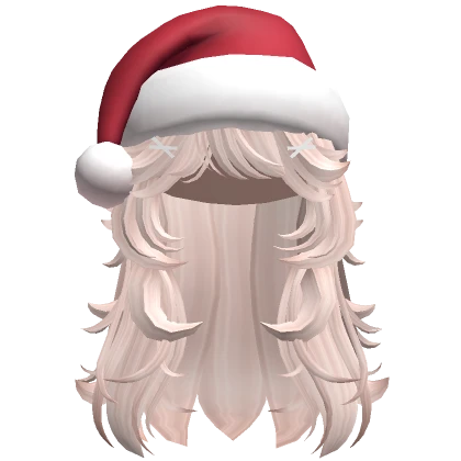 Christmas Layered Wolfcut Hair Platinum+Santa Hat