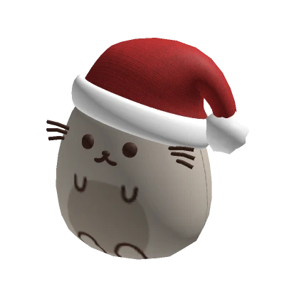 ♡ kitty grey round plushie santa hat (holdable)