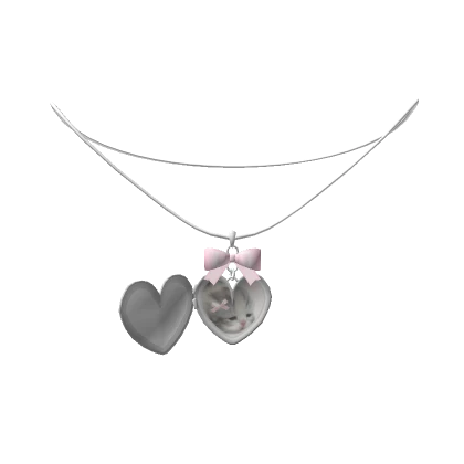 ♡ (1.0) kitten locket necklace w/ pink bow