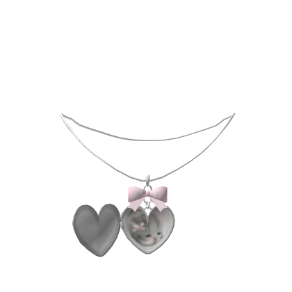 ♡ (3.0) kitten locket necklace w/ pink bow