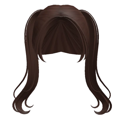 cute preppy brown long wavy hair pigtails