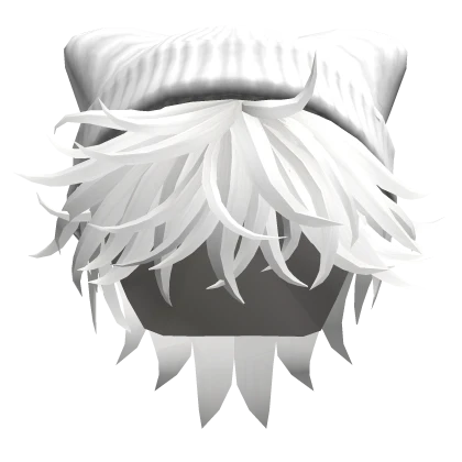 Spiky & Messy Hair w/ Cat Beanie (White)