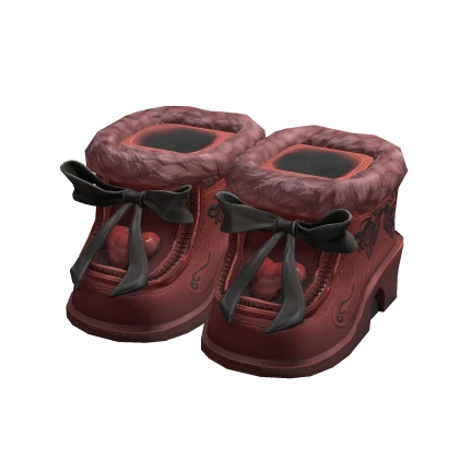 High Heeled Winter Boots in Red