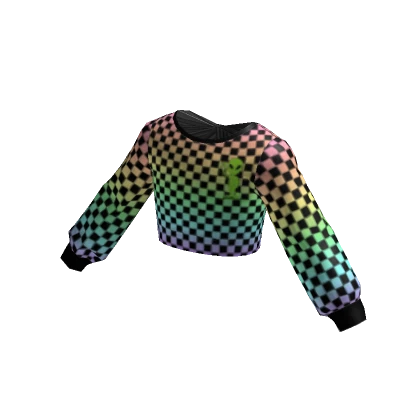 ✨Cropped black checkered gradient alien sweater 