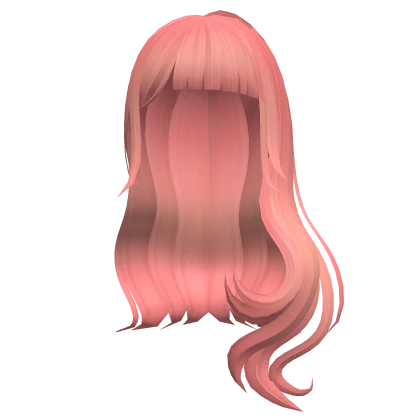 Peach Pink Long Curly Wavy Hair with Bangs