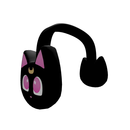 Black Cute Moon Cat Headphones