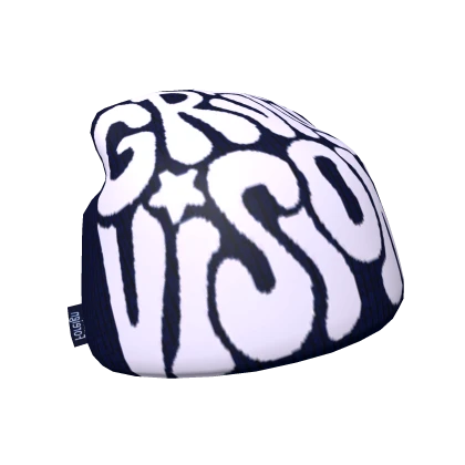 Dark Blue & White Y2K Gravity Visions Beanie