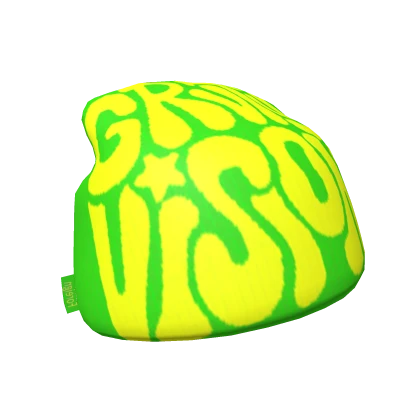 Neon Green & Yellow Y2K Gravity Visions Beanie