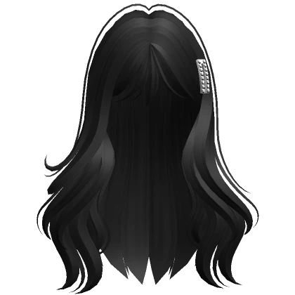 Long Natural Hairstyle with Hair Clip (Black) 