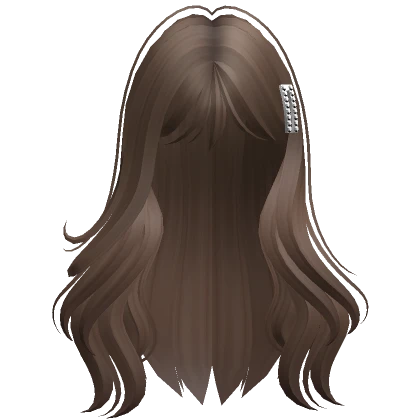 Long Natural Hairstyle with Hair Clip (Brown) 