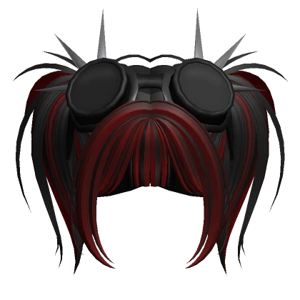 Punk Pigtails W/ Goggles (Black & Red)