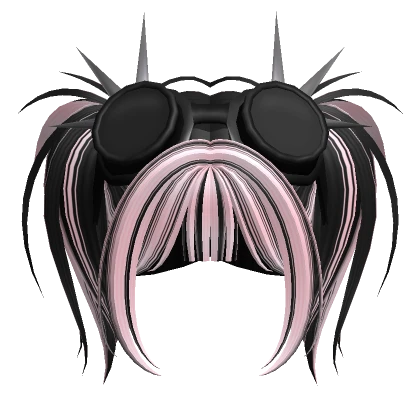 Punk Pigtails W/ Goggles (Black & Pink)