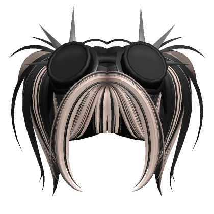 Punk Pigtails W/ Goggles (Black & Platinum)