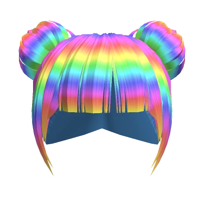 Rainbow Kawaii Buns Girl Hair 