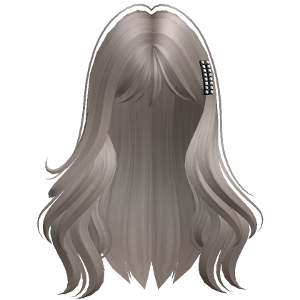 Long Natural Hairstyle with Hair Clip (Ash) 