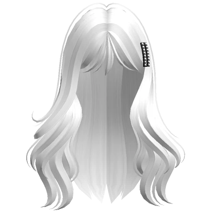 Long Natural Hairstyle with Hair Clip (White) 