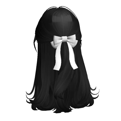 Soft Cottage Core Half up Hair w/Bow In Black