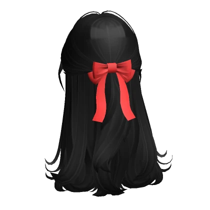 V-Day Cottage Core Half up Hair w/Bow In Black