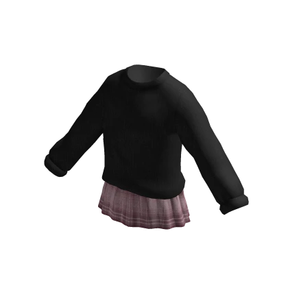 Sweater Plaid Skirt Outfit Pink Black