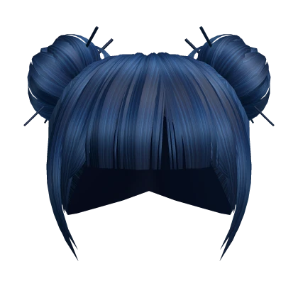 Blue Kawaii Buns Girl Hair w/ Hairsticks