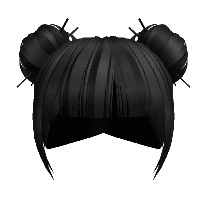 Black Kawaii Buns Girl Hair w/ Hairsticks