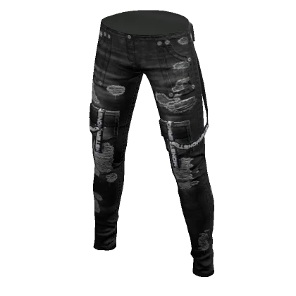 Distressed Strapped Jeans Onyx