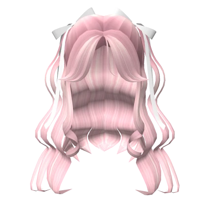 Curly Pink Hairstyle with Bows