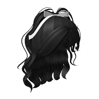 Curly Black Ponytail with Bow