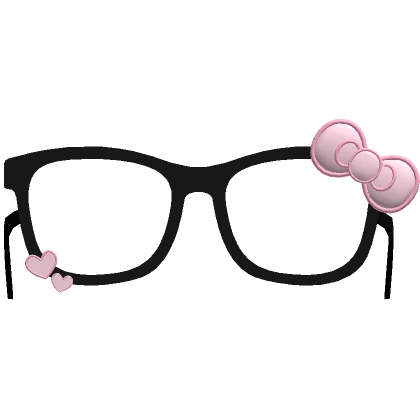 ♡ cute oversized glasses bow hearts pink (mid)