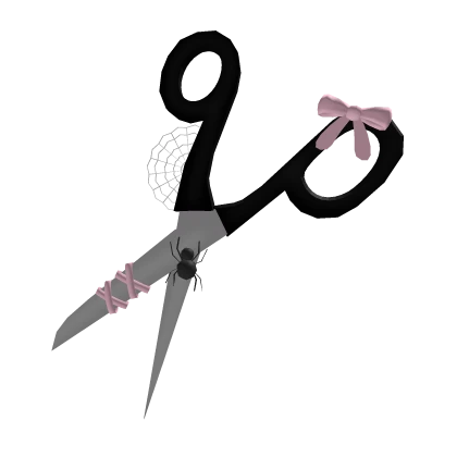 ♡ Cute pink bow spooky scissors with webs (head)