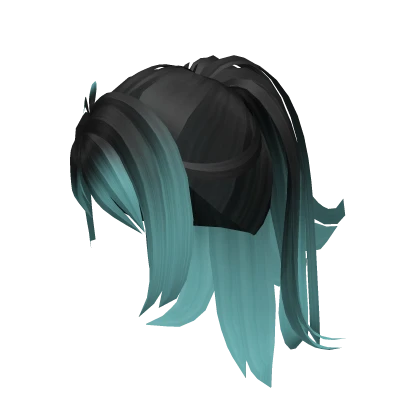 Punky Black Ponytail with Blue Dyed Tips