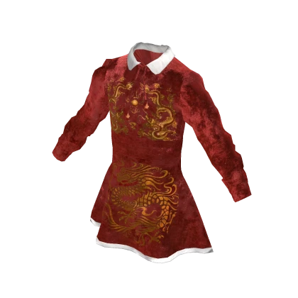 ✨Christmas new year dragon dress red velvet 2024