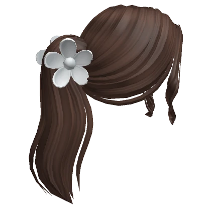 Clipped Ponytail /w Flower Clip In Brown