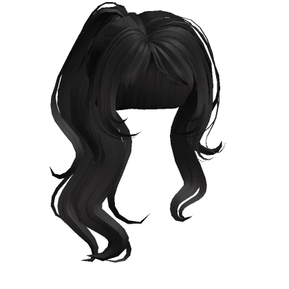 Black Elegant Wavy Long High Ponytail w Bangs